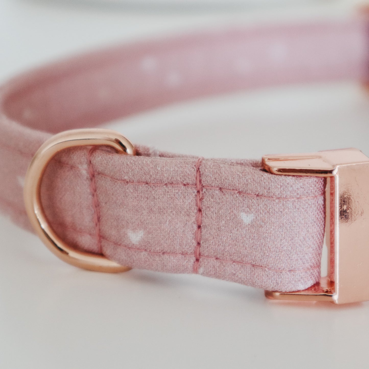 Handmade Aesthetic Pink heart pattern Dog Collar with rose gold buckle