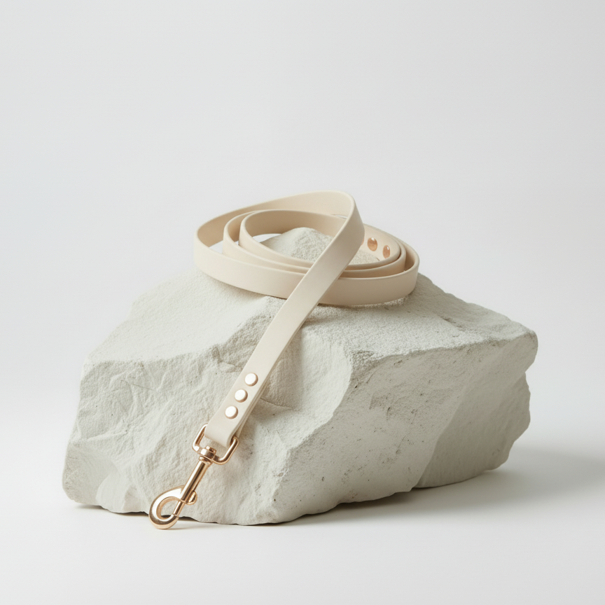 Leash on a stone surface with a light background