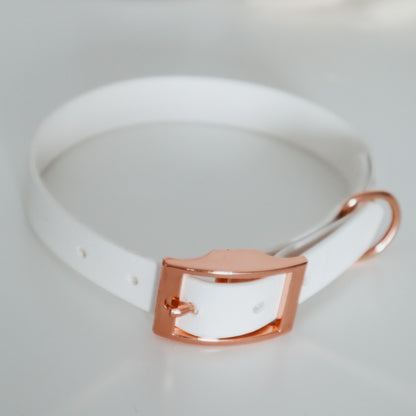 Handmade Waterproof White Pet Accessories set -  Collar and leash. Personalizable with pet's name 